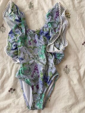 Janie and Jack Lavender Floral Ruffle One-Piece
